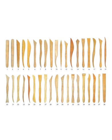 EBAUCHOIRS EN BOIS DE 15 CM - LOT DE 38 U ASSORTIES -