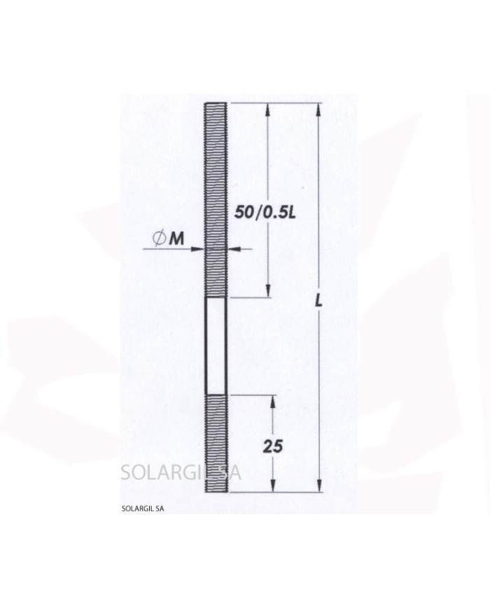 TIGE INOX REFRACT.AISI-310 Ø 8 MM  + 2 EMBOUTS POUR ACCROCHE CER