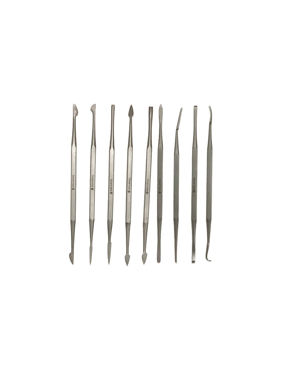 KIT 9 OUTILS INOX DOUBLE 140 MM