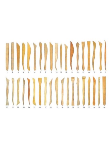 EBAUCHOIRS EN BUIS DE 16 CM - LOT DE 38 U ASSORTIES -