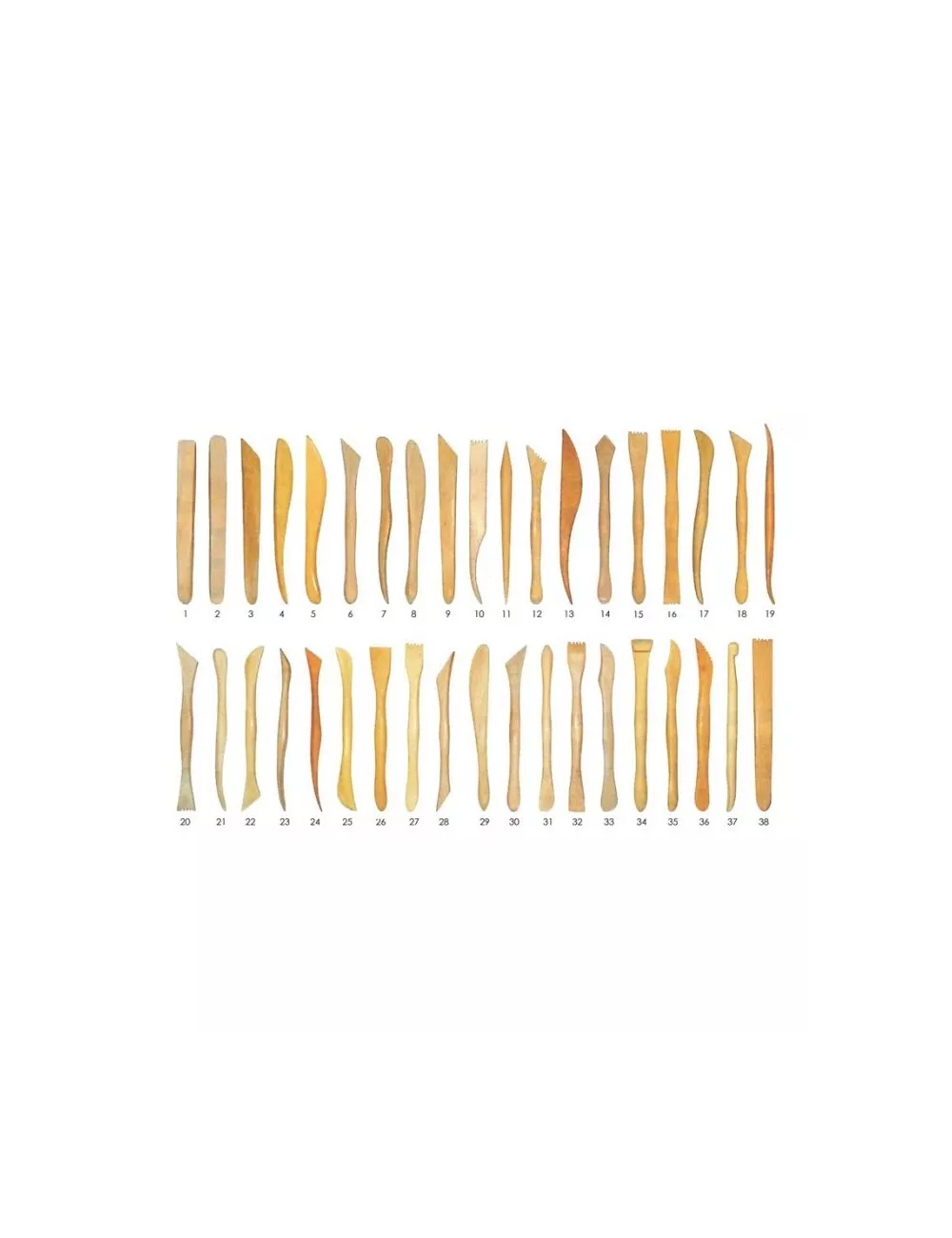EBAUCHOIRS EN BUIS DE 16 CM - LOT DE 38 U ASSORTIES -