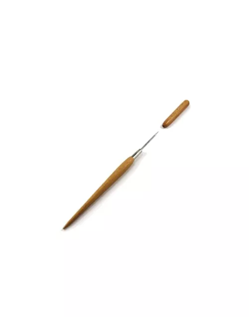 AIGUILLE POTIER ACIER INOX MANCHE BOIS + CAPUCHON