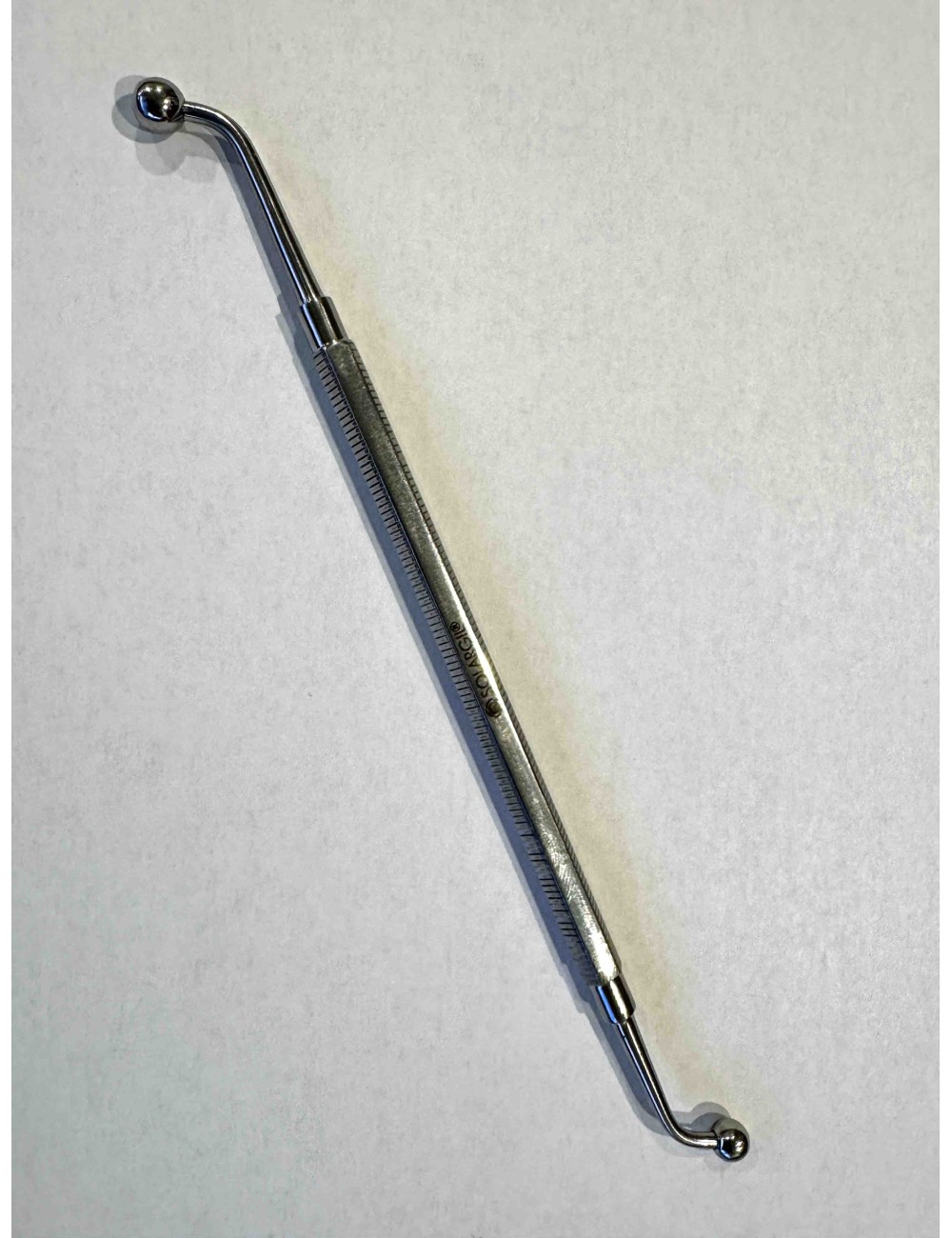 OUTIL INOX DOUBLE COUDE 155 MM AVEC EMBOUT BOULE 6 ET 5 MM