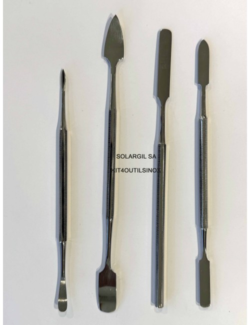 KIT 4 OUTILS INOX DOUBLE L.155 ET 185mm