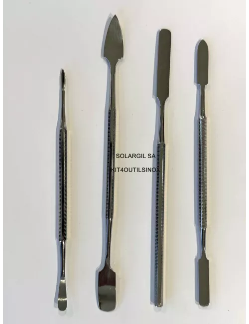 KIT 4 OUTILS INOX DOUBLE L.155 ET 185mm