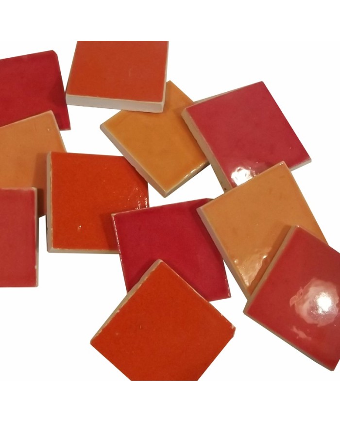 MOSAIQUE EMAILLEE 30*30 PANACHE ORANGE/ROUGE