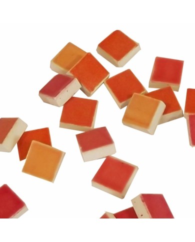 MOSAIQUE EMAILLEE10*10 PANAC ROUGE/ORANGE