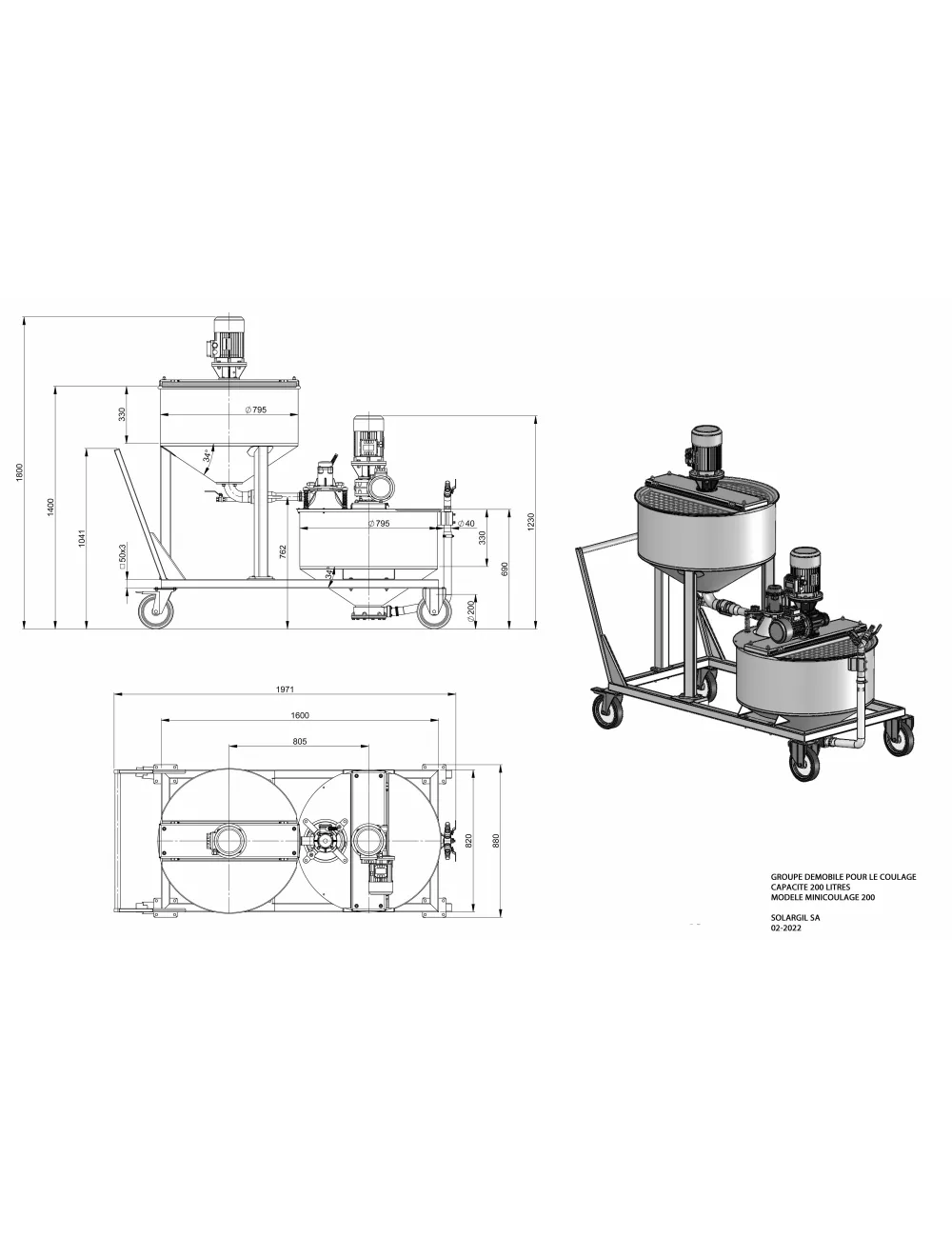 CHARIOT DE COULAGE 200L