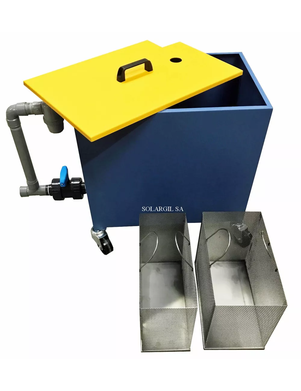 BAC DE DECANTATION 100 LITRES INOX AVEC 2 PANIERS FILTRATION