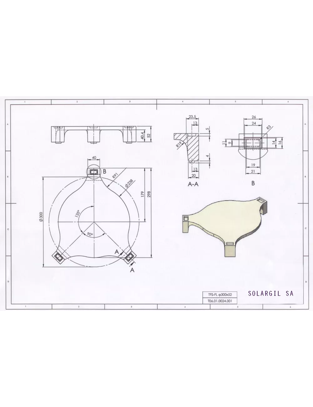 SUPPORTS ASSIETTES EN TFS-FL PLEIN 300*52 1300°C