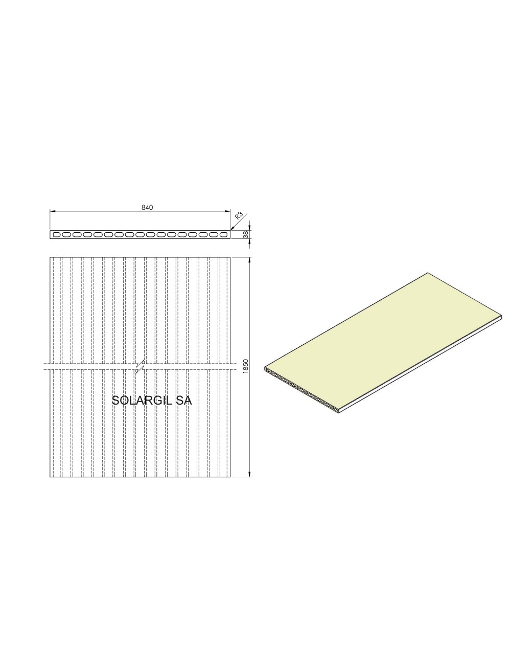 PLAQUE EXTRUDÉES (PLAQUES CREUSES) 1340°C 1850*850*38 MM