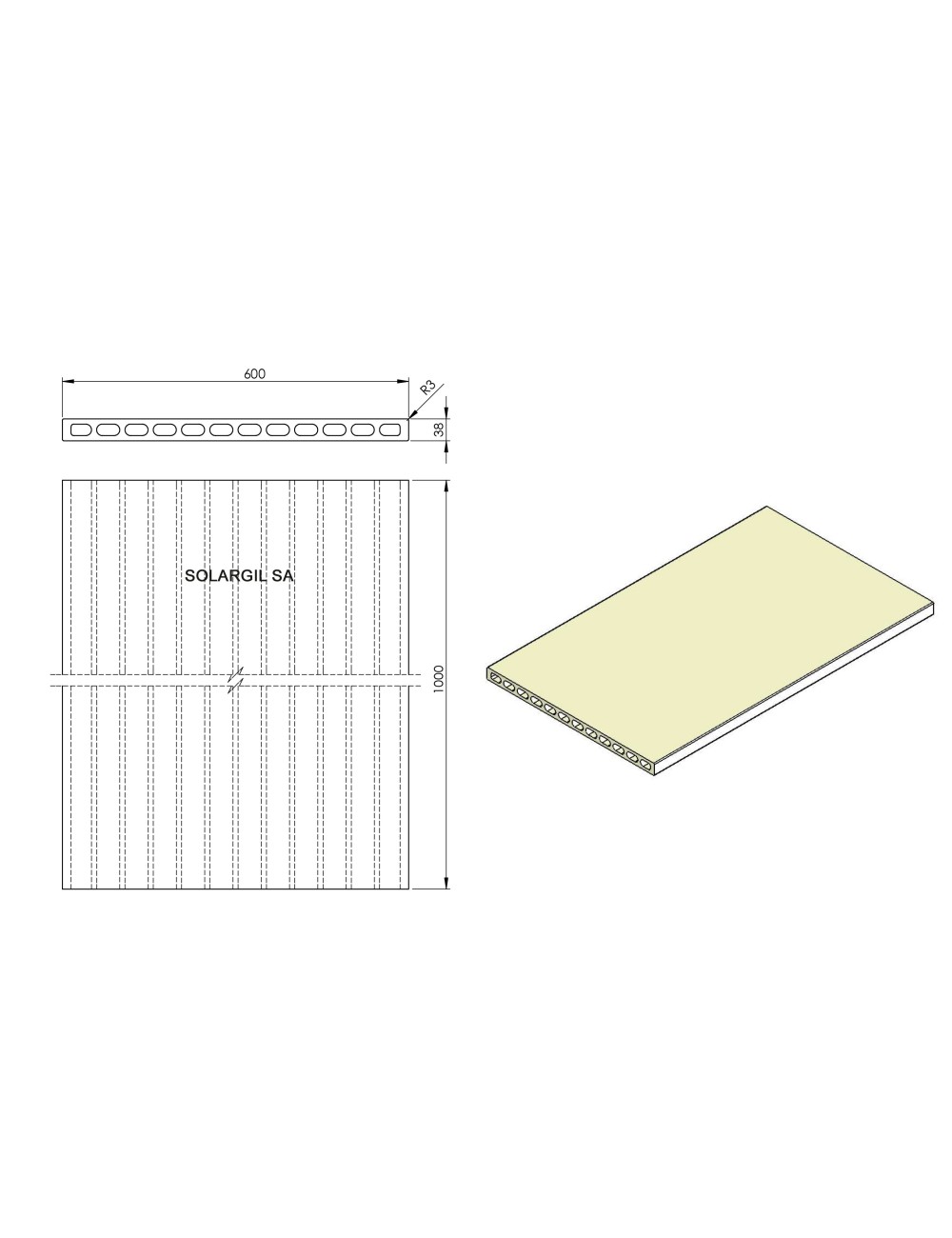 PLAQUE EXTRUDÉES (PLAQUES CREUSES) 1340°C 1000*600*38 MM