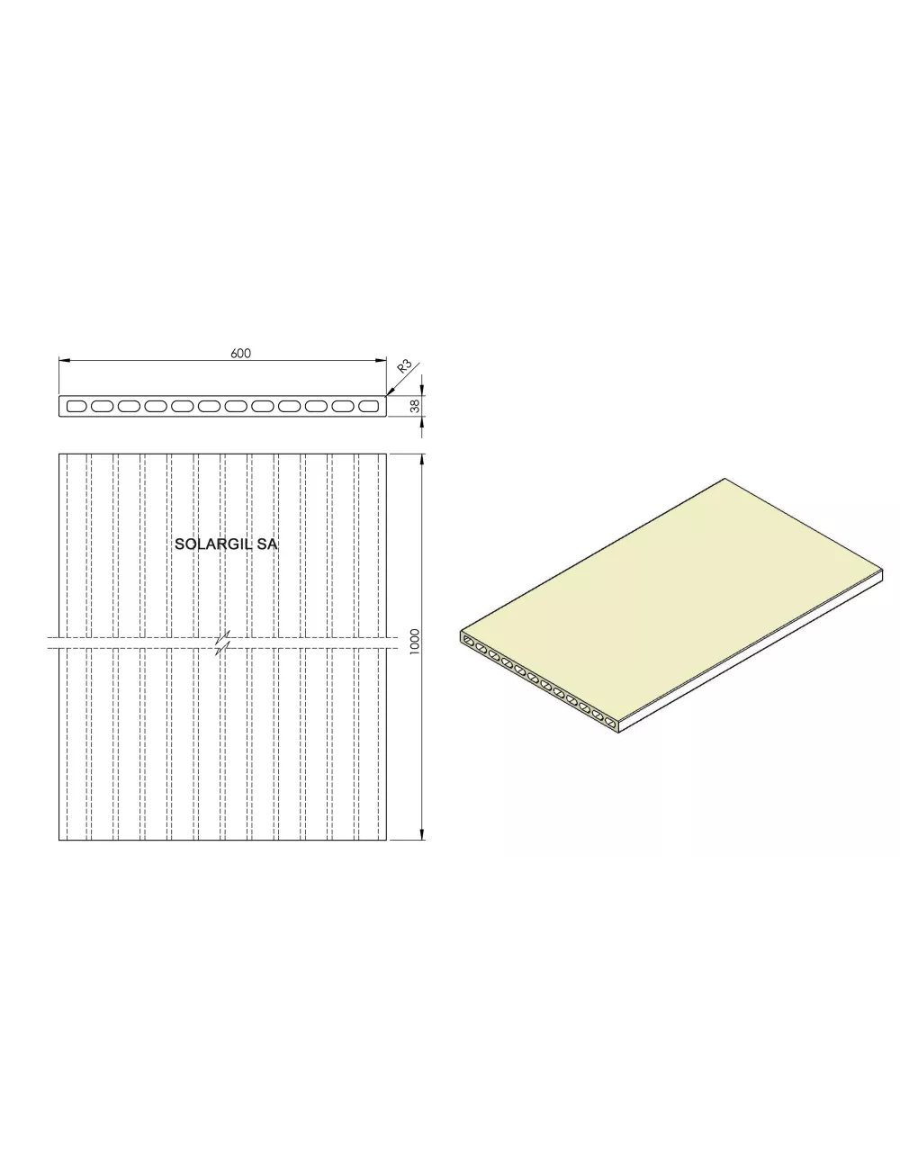 PLAQUE EXTRUDÉES (PLAQUES CREUSES) 1340°C 1000*600*38 MM