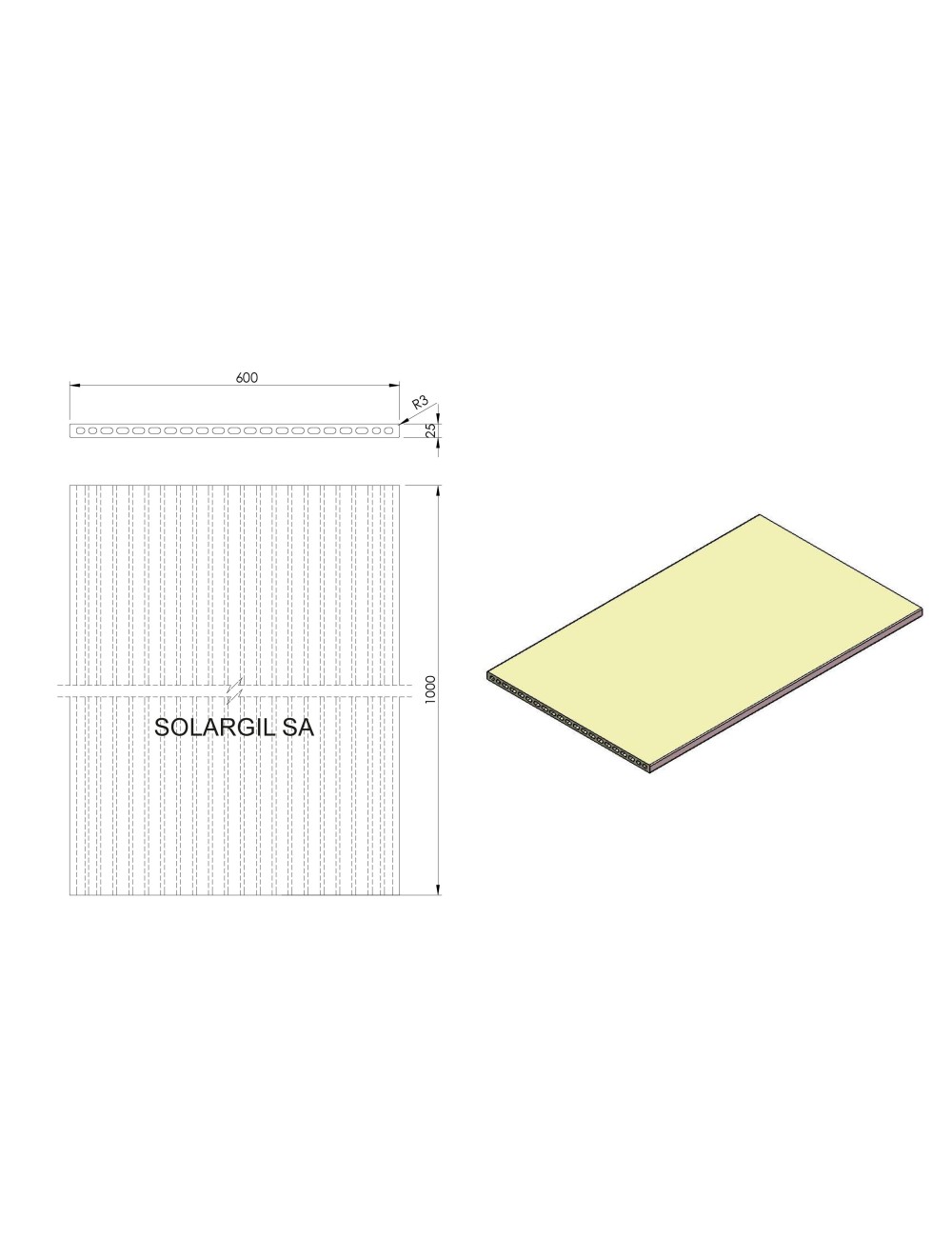 PLAQUE EXTRUDÉES (PLAQUES CREUSES) 1340°C 1000*600*25 MM