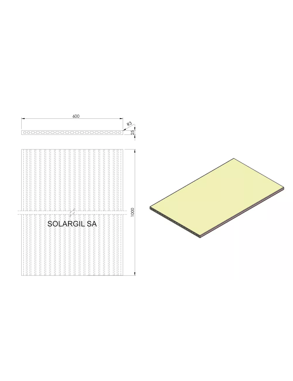 PLAQUE EXTRUDÉES (PLAQUES CREUSES) 1340°C 1000*600*25 MM