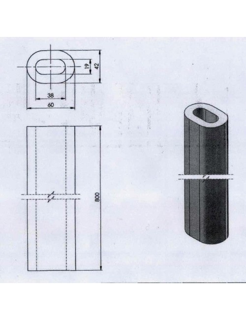 PILIER H 300 mm Diam.60*42 mm OVALE 1350°C