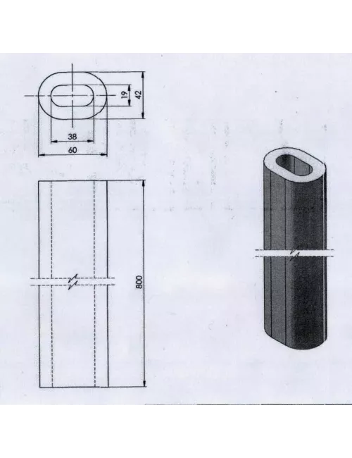 PILIER H 300 mm Diam.60*42 mm OVALE 1350°C