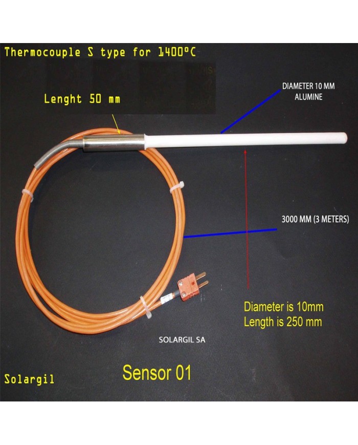 ENSEMBLE DE RECHANGE SONDE 250 MM TYPE S + CORDON 3 M + CONNEXION