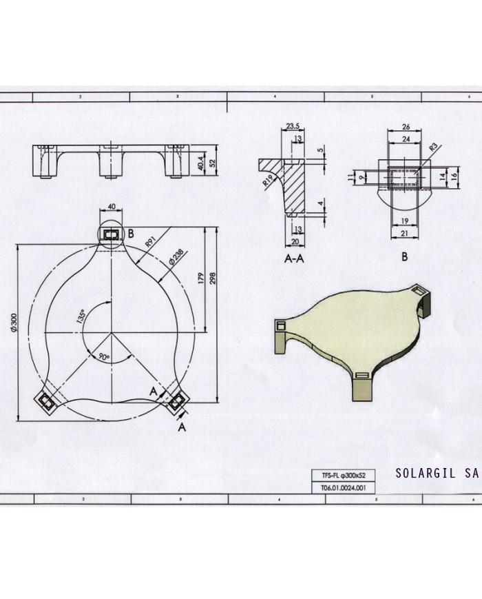 SUPPORTS ASSIETTES EN TFS-FL PLEIN 300*52 1300°C