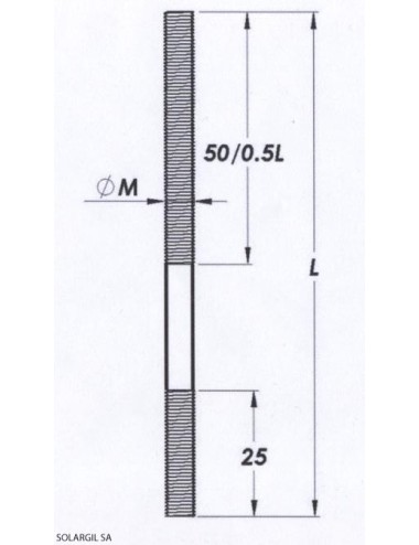 TIGE INOX REFRACT.AISI-310 Ø 8 MM  + 2 EMBOUTS POUR ACCROCHE CER 