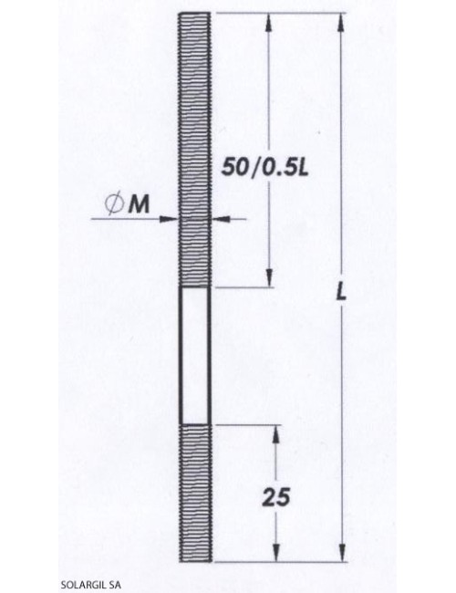 TIGE INOX REFRACT.AISI-310 Ø 8 MM  + 2 EMBOUTS POUR ACCROCHE CER 