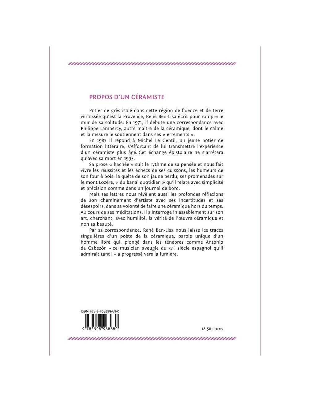 LIVRE PROPOS D'UN CÉRAMISTE