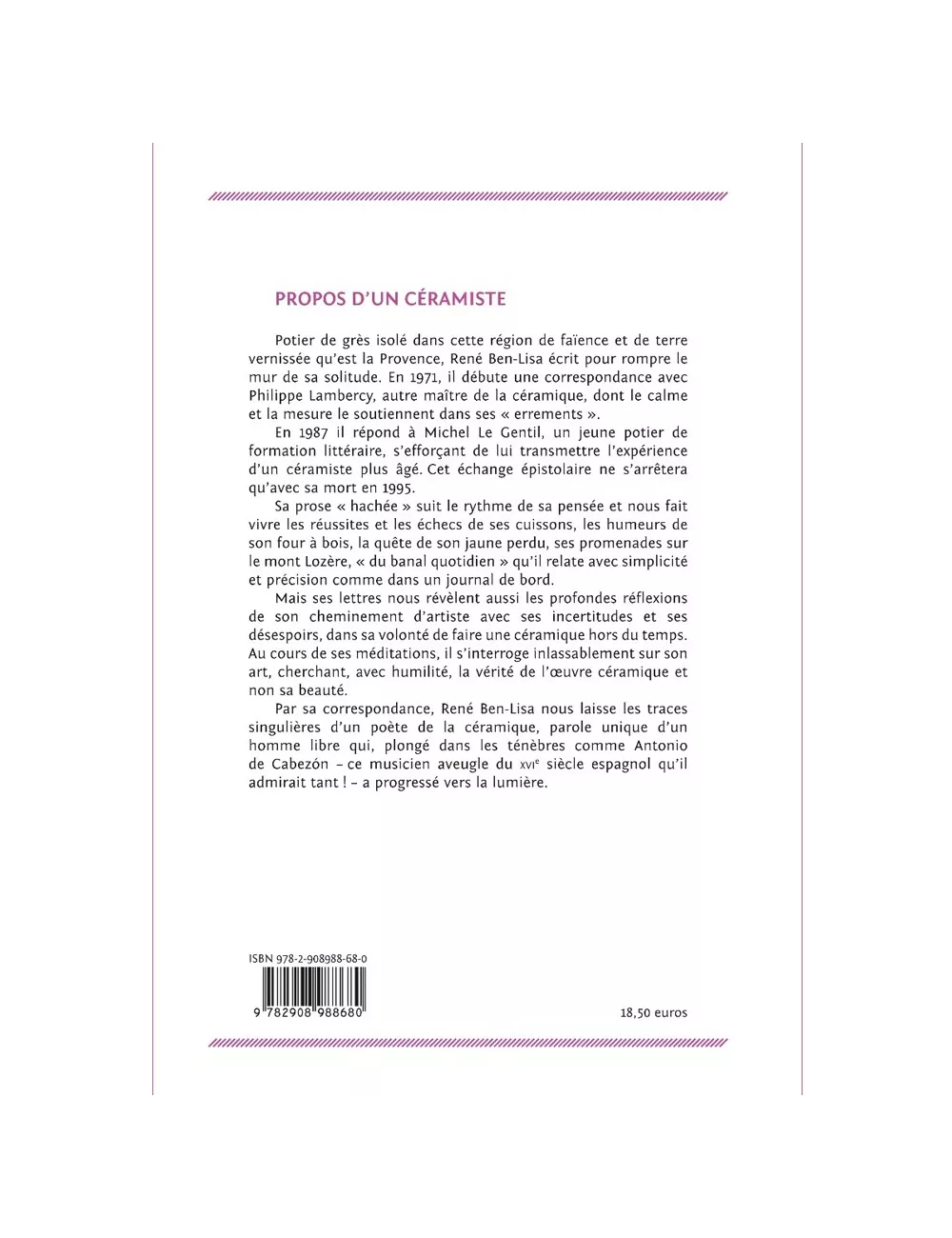 LIVRE PROPOS D'UN CÉRAMISTE