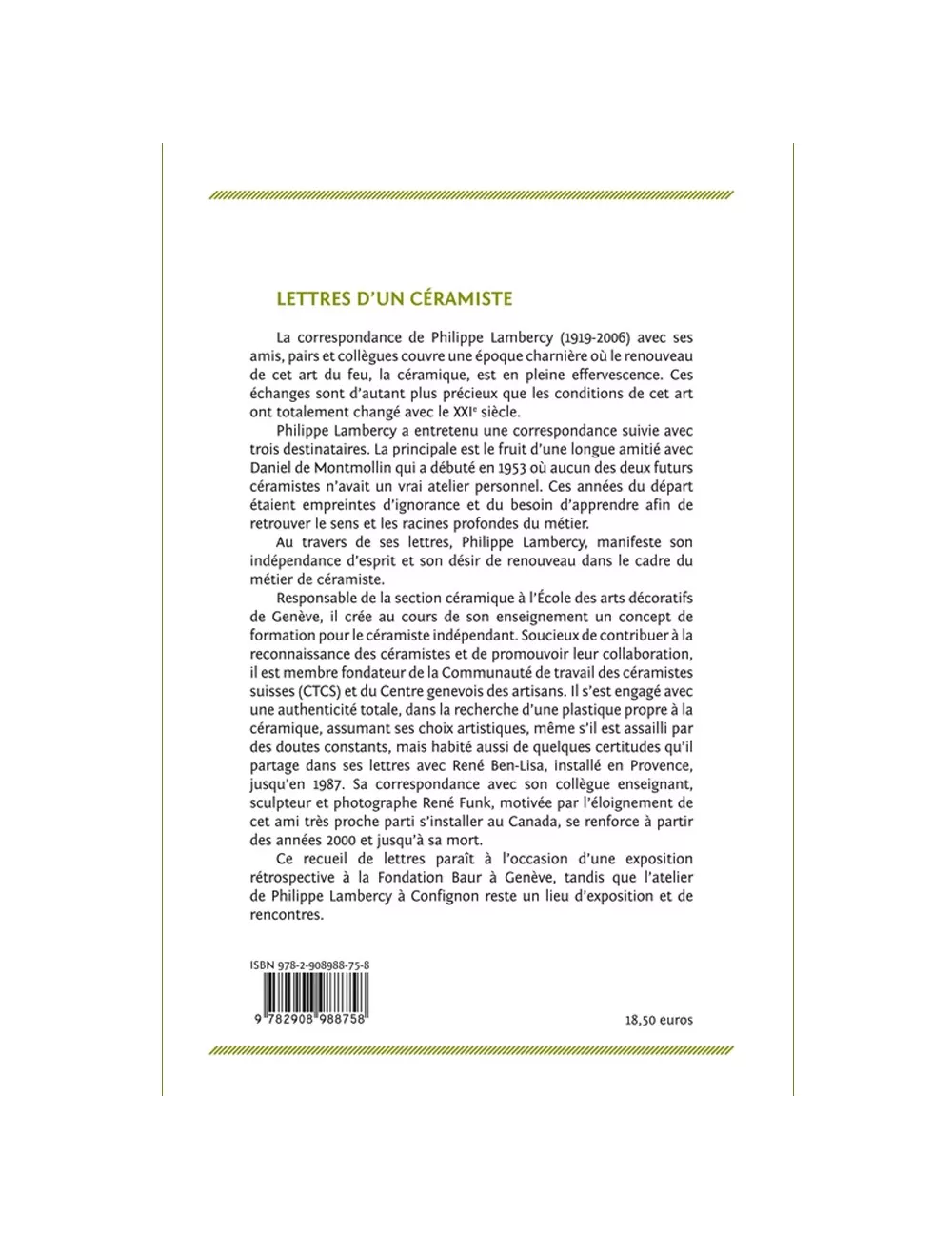 LIVRE LETTRES D'UN CÉRAMISTE