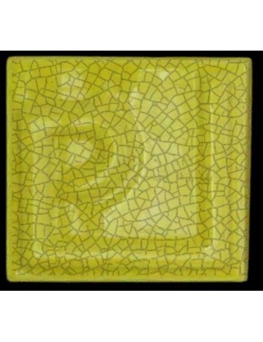 ÉMAIL FAÏENCE OPAQUE CRAQUELÉ BRILLANT JAUNE CITRON 5931 ancien E3101