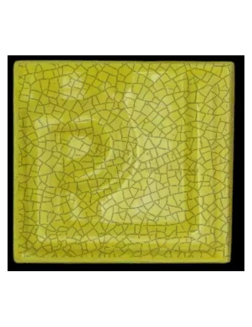 ÉMAIL FAÏENCE OPAQUE CRAQUELÉ BRILLANT JAUNE CITRON 5931 ancien E3101
