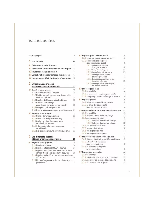 LIVRE ENGOBES ET AUTRES REVETEMENTS ARGILEUX EN CERAMIQUE