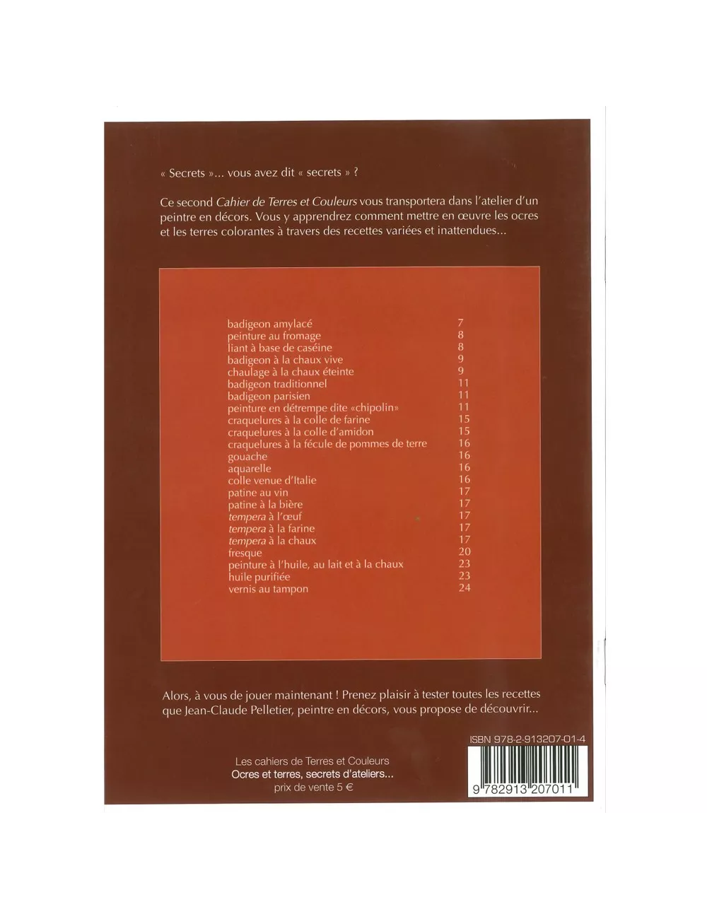 LIVRE OCRES ET TERRES, SECRETS D'ATELIERS