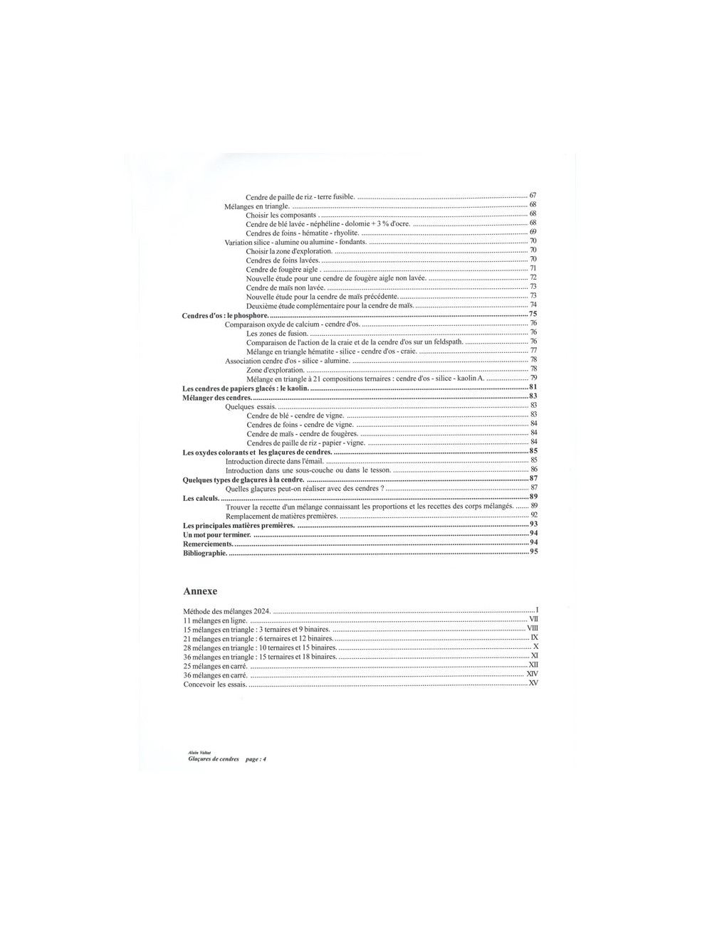 LIVRE CENDRES ET GLAÇURES, MÉTHODE DES MÉLANGES