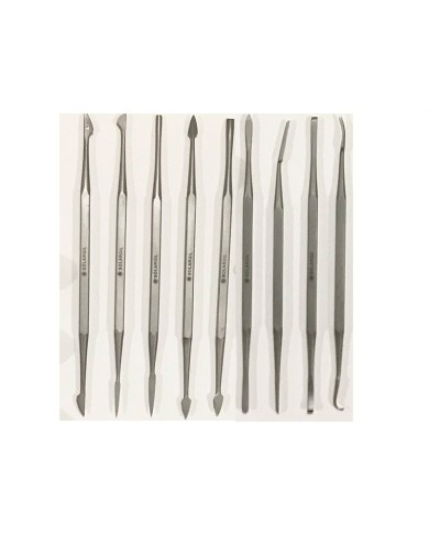 KIT 9 OUTILS INOX DOUBLE 140 MM