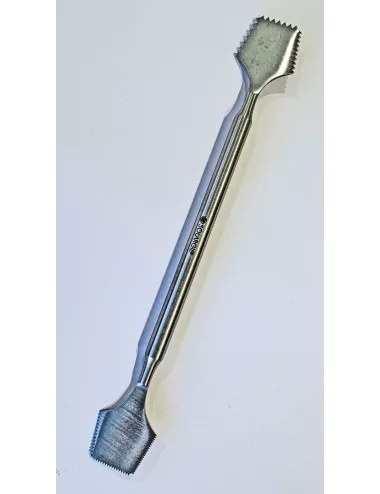 Outil de sculpture inox FR12F à deux embouts crantés