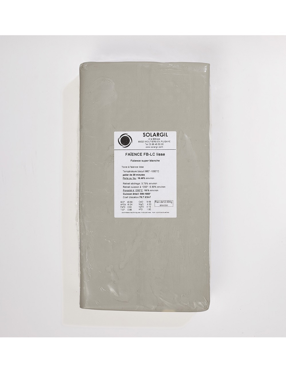 FAÏENCE SUPER BLANCHE LISSE - FBLC - 12,5 KG