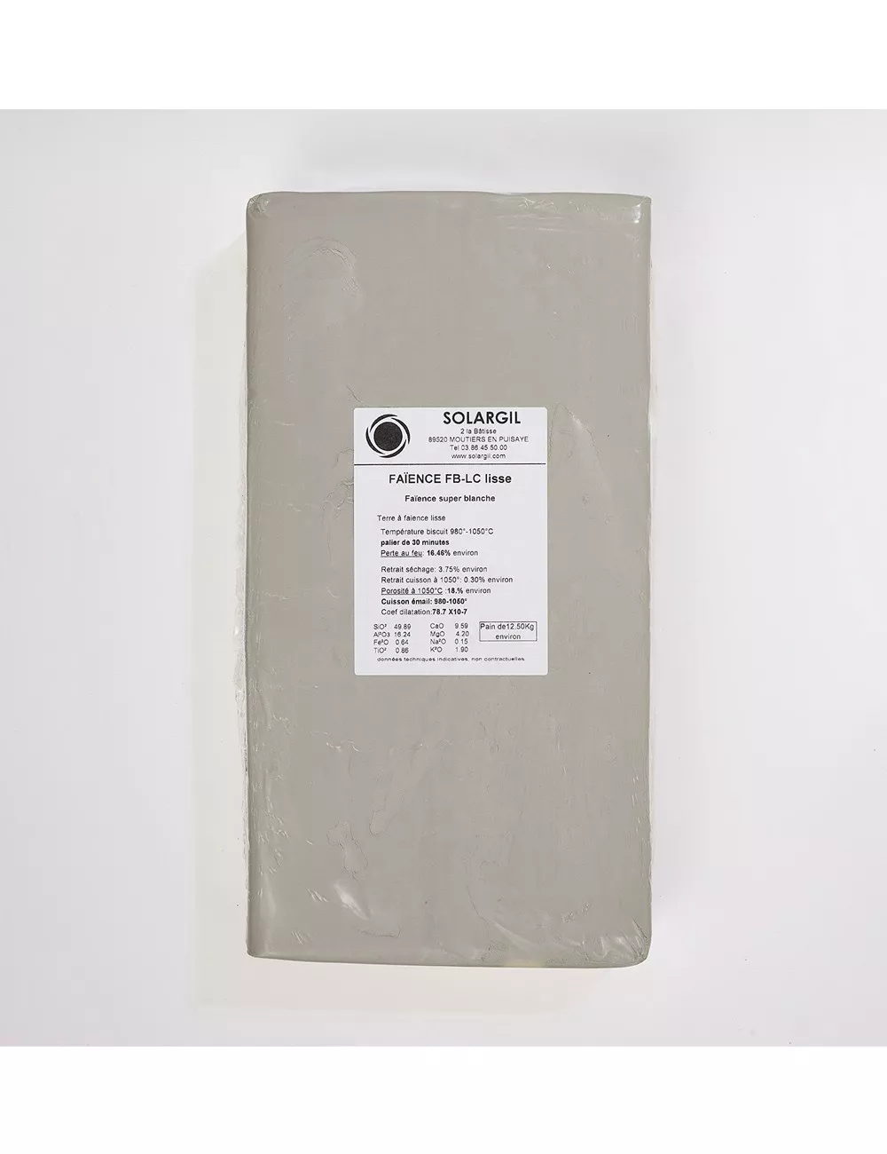 FAÏENCE SUPER BLANCHE LISSE - FBLC - 12,5 kg