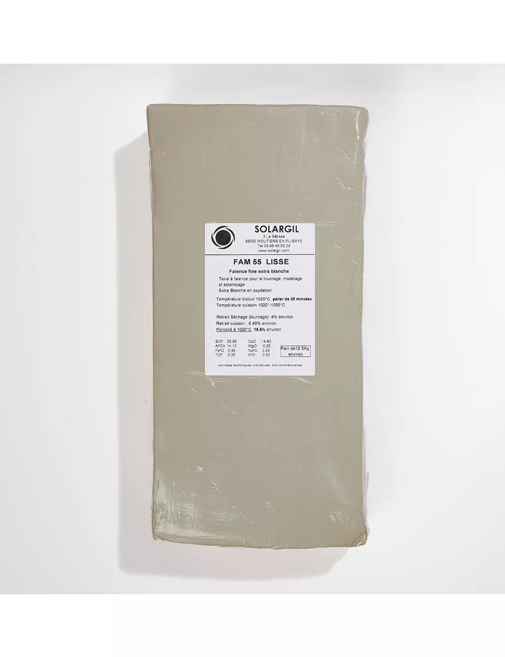 FAÏENCE EXTRA BLANCHE - FAM55 - 12,5 kg