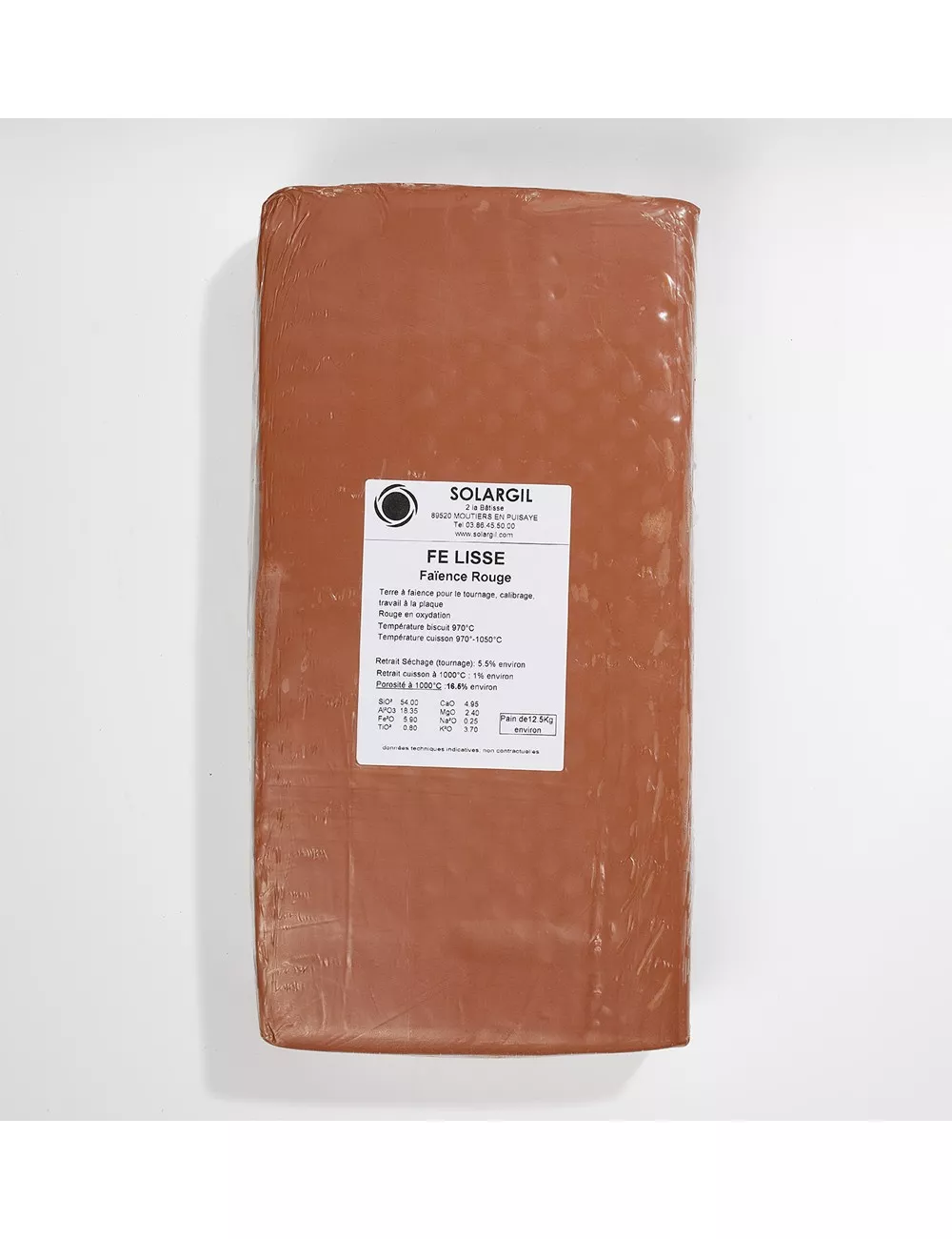 FAÏENCE ROUGE LISSE - FE - 12,5 kg