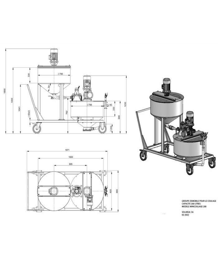 CHARIOT DE COULAGE 200L