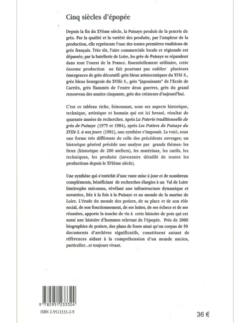 LIVRE POTERIES ET POTIERS DE PUISAYE