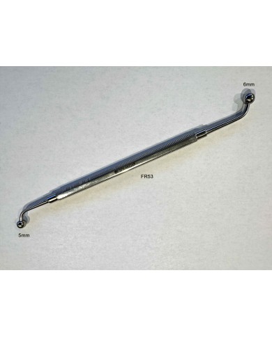 OUTIL INOX DOUBLE COUDE 155 MM AVEC EMBOUT BOULE 6 ET 5 MM