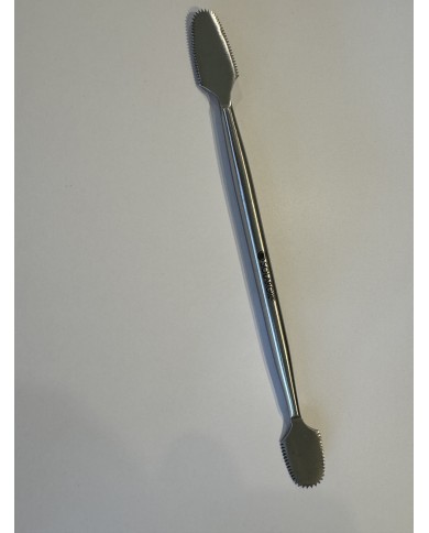 OUTIL INOX DOUBLE 160mm CRANTÉ FIN